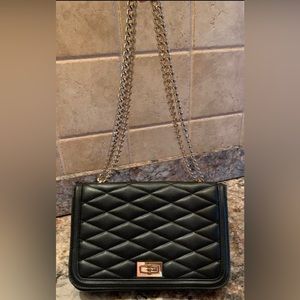 EXPRESS Black Quilted Leather Chain Shoulder Bag